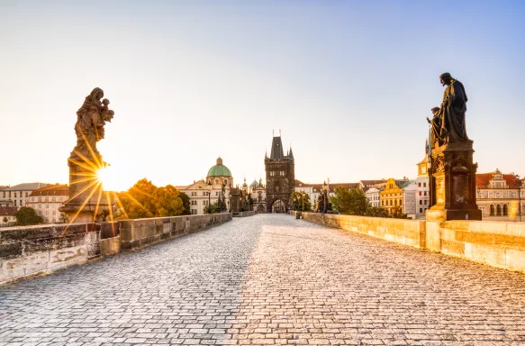 Charles Bridge at Sunrise, Prague, Czech Republic