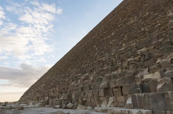 Close-up of the Great Pyramid of Giza in Egypt