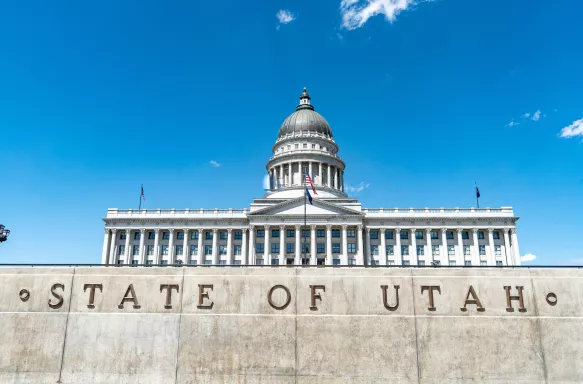 Utah State Capitol Building on a Sunny Spring Day, located in Utah, US.