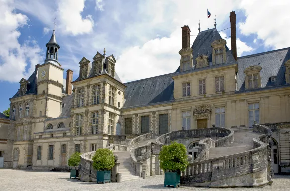 Exterior of Fontainebleau palace in France