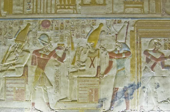 Temple of Seti I in Abydos. Abydos is notable for the memorial temple of Seti I, which contains the Abydos of Egypt King List from Menes until Seti I's father, Ramesses I. Egypt.