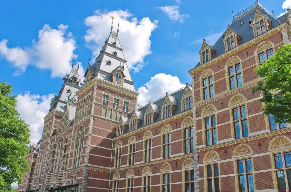 The iconic Dutch national museum, Rijksmuseum, located in Amsterdam.