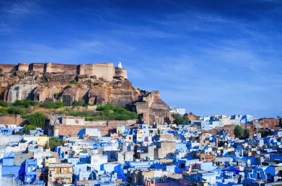 Cityscape of Blue City and Mehrangarh Fort in Jodhpur, India