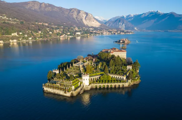 Isola Bella on Lake Maggiore aerial view in Italy