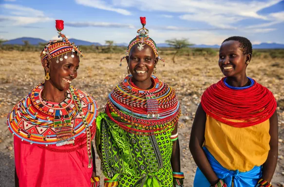 Group of African women from Samburu tribe in central Kenya, Africa