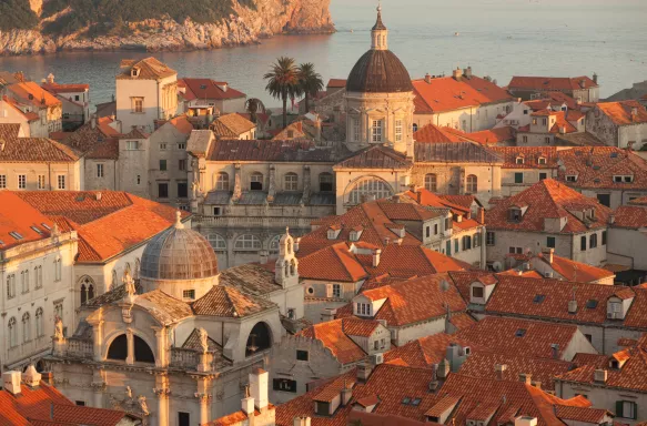 Dubrovnik beautiful Old Town during sunset in Croatia