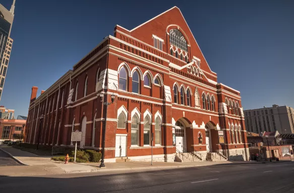 Exterior view of the Ryman Auditorium in Nashville, Tennessee, USA