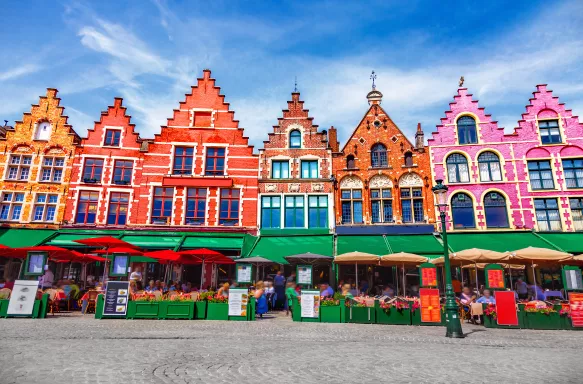 Grote market square in Bruges, Belgium