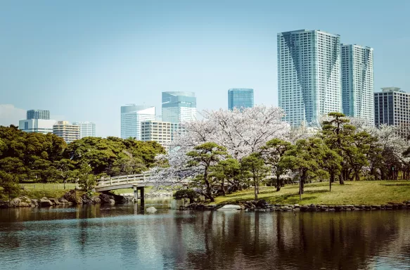 Hama Rikyu gardens in Tokyo, Japan