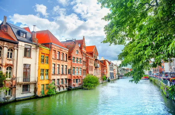 An image of the canals of Ghent in the day