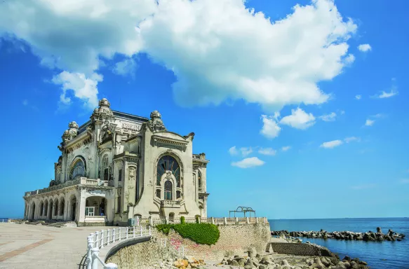 The Constanța Casin building along the Black Sea seafront in Constanta, Romania