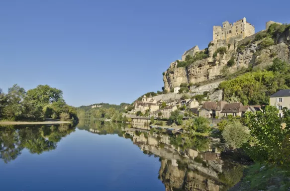 Beynac Castle overlooking the river Dordogne in France