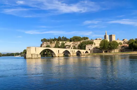 Avignon Bridge with Popes Palace in the background