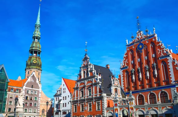 Blackheads house and Saint Peter's church in Riga