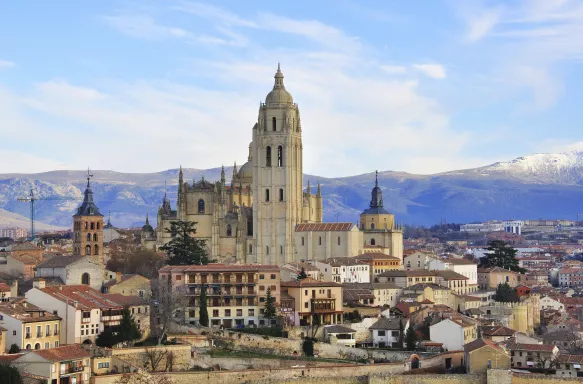 Aerial view of city centre in Segovia, Spain