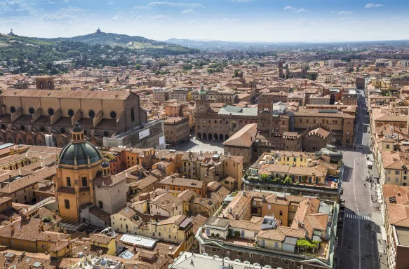 Aerial view from Asinelli tower in Bologna, Italy