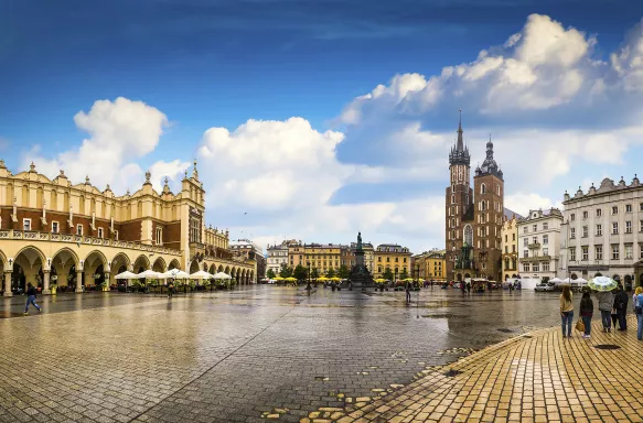 Krakow City with ancient architecture buildings in Poland