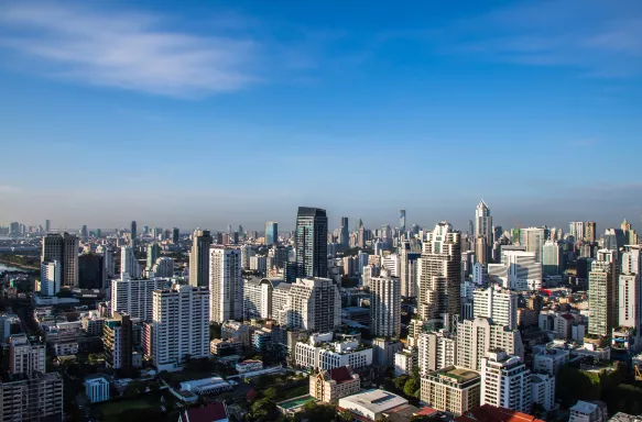 Cityscape under clouds and blue sky, Bangkok