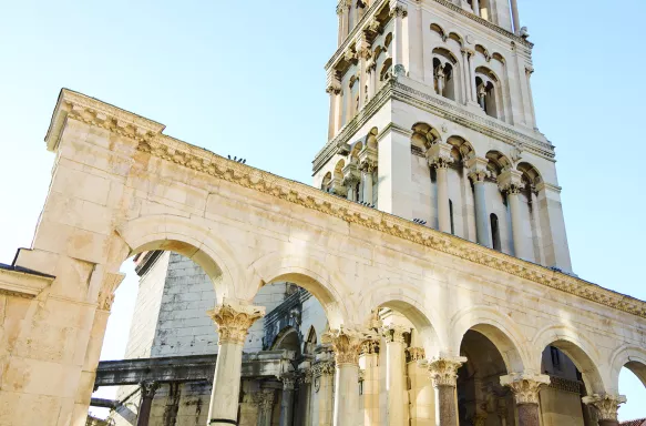 Beautiful upwards shot of the Croatian Cathedral Saint Domnius