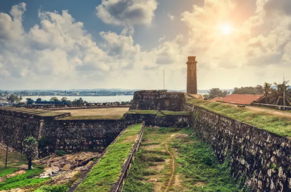 City clock tower in the town of Galle, Sri Lanka.