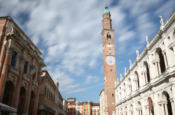 Bissara Tower in Piazza dei Signori main square of Vicenza, Italy