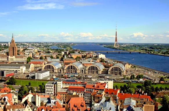 Top view of the ancient architecture building of Riga, the capital of Latvia