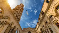 Diocletian's Palace and Cathedral of Saint Domnius' bell tower in Split, Croatia