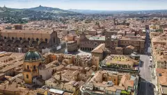 Aerial view from Asinelli tower in Bologna, Italy