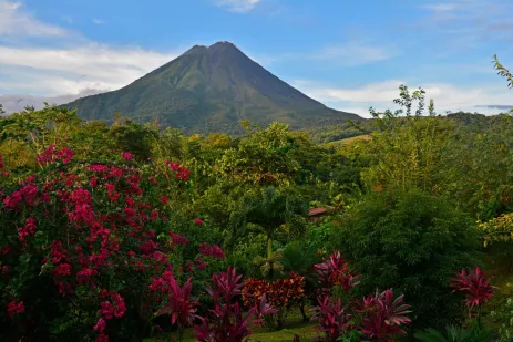 View of Arenal volcano and vegetation in San Carlos, Costa Rica