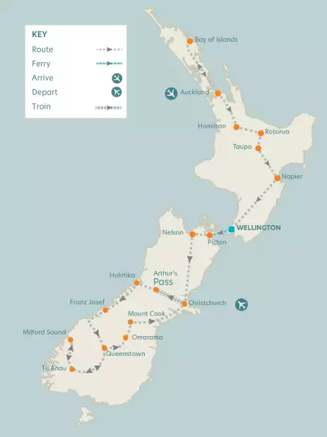 Route map of New Zealand Solo tour