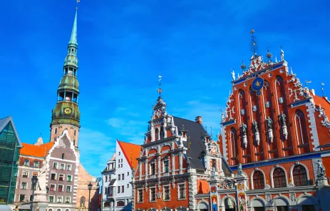 Blackheads house and Saint Peter's church in Riga